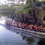 Dragon boaters at Tillicum Narrows