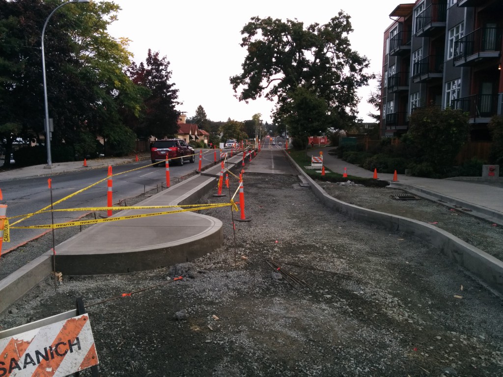 Looking south-west on Borden St - bike lane on the far side