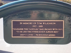 Close-up of memorial plaque