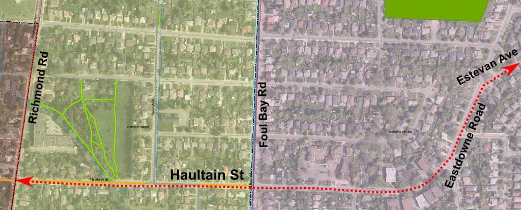 Haultain bikeway through Oak Bay and Saanich